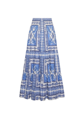 Cara Cara Emilia tiered scarf-print maxi skirt - Blue