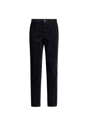 ETRO cotton velvet trousers with Arnica motif - Black