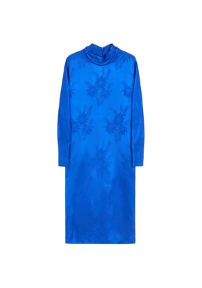 Valentino Garavani midi dress in shiny-matte flowerism sunflowers jacquard - Blue