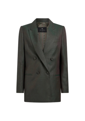 ETRO double-breasted wool jacquard jacket with Paisley motif - Green