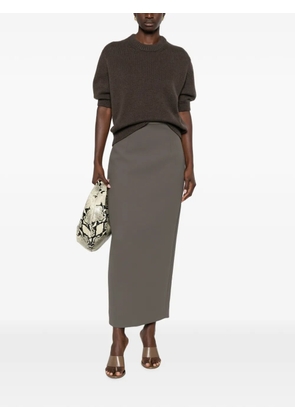 KHAITE Winton rear-slit midi skirt - Green