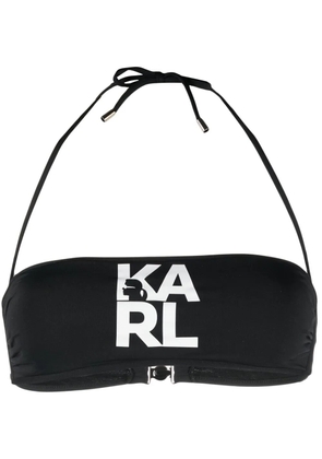 Karl Lagerfeld logo-print bandeau bikini top - Black