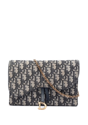 Christian Dior Pre-Owned 2020 Oblique Canvas Saddle Pouch Wallet on Chain crossbody bag - Blue