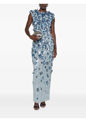 Rachel Gilbert Hugo floral-embellished maxi dress - Blue