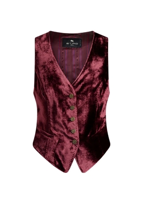 ETRO single-breasted velvet waistcoat with Pegaso buttons - Red