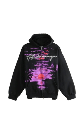Balenciaga graphic-print zip-up hoodie - Black