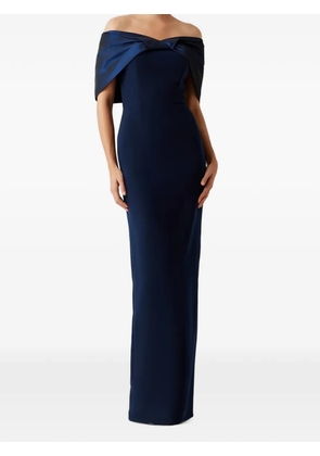 Teri Jon bow-detail crepe gown - Blue