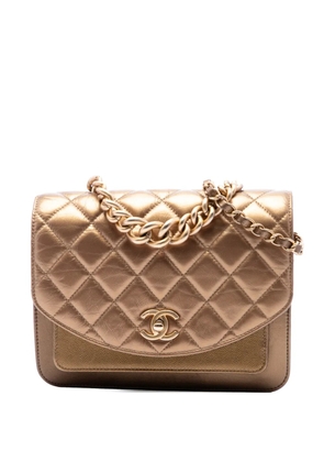 CHANEL Pre-Owned 2019 Small Metallic Calfskin and Caviar Chain Top Handle Bag satchel - Gold