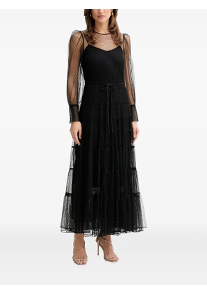TWINSET lace-trim polka-dot maxi dress - Black