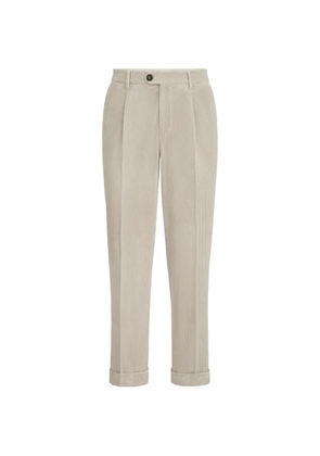 Brunello Cucinelli garment-dyed trousers in cotton corduroy with pleat - Neutrals