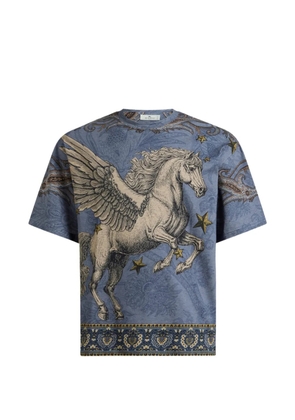 ETRO cotton-jersey T-shirt with placed Pegaso-print - Blue