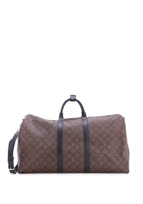 Louis Vuitton Pre-Owned Keepall Bandouliere Bag Macassar Monogram Canvas 55 travel bag - Brown