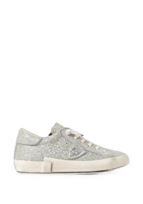 Philippe Model Paris glitter-effect panelled sneakers - Silver
