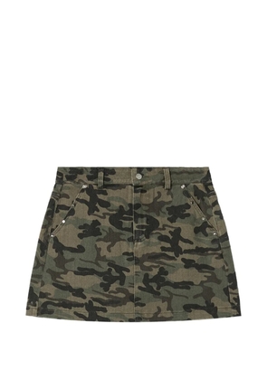 Mini Cream camouflage-print studded skirt - Green