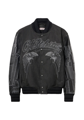 Off-White Skyline leather-sleeve varsity jacket - Black