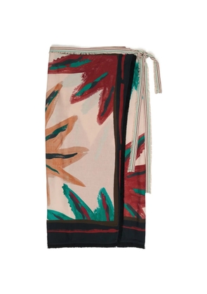 Bimba y Lola sun-print fringed wrap midi skirt - Neutrals