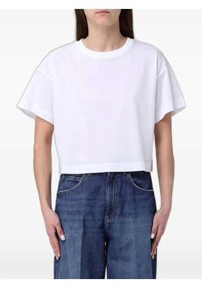 Max Mara logo-embroidered cropped T-shirt - White