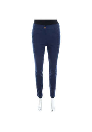 Escada Pre-Owned Teresa cotton-blend straight-leg trousers - Blue