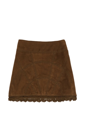 Bimba y Lola crochet-trim suede mini skirt - Brown