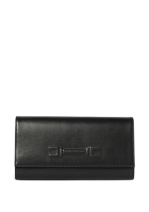 Elisabetta Franchi embossed-logo leather clutch bag - Black