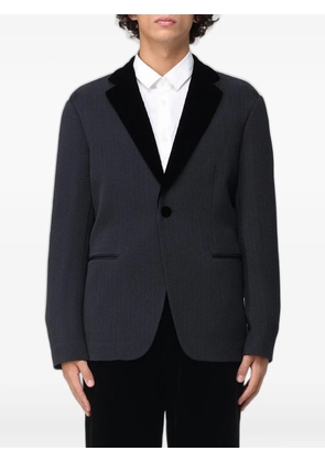 Giorgio Armani contrast-lapel textured-finish blazer - Blue