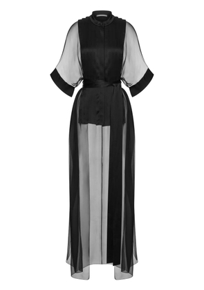 Alberta Ferretti sheer-panelled long blouse - Black