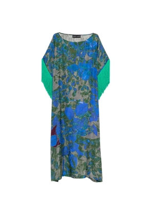 Barbara Bologna floral-print fringe-trimmed maxi dress - Blue