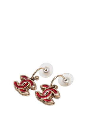CHANEL Pre-Owned 2008 CC Gold Plated Enamel Drop Bullet Back Earrings costume earrings