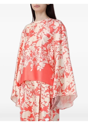 Agnona floral-print silk trousers - Orange
