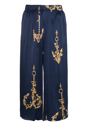 Natasha Zinko Silk Nautical Track Pants - Blue