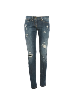 Elisabetta Franchi button-fastening distressed denim jeans - Blue