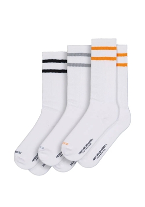 Neighborhood classic ribbed striped socks (pack of three) - White