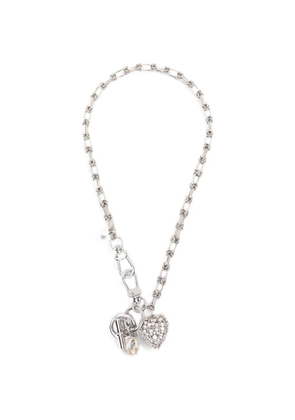 Nº21 crystal-embellished heart-pendant necklace - Silver