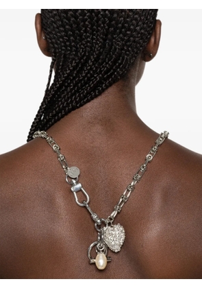 Nº21 crystal-embellished heart-pendant necklace - Silver