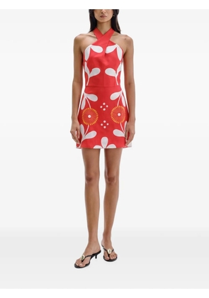 Cala de la Cruz Veneta floral-print halterneck mini dress - Red