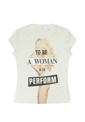 Praying graphic-print pointelle T-shirt - Neutrals
