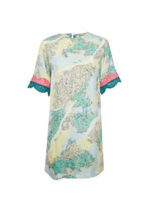 PUCCI Pre-Owned printed lace-trim dress - Blue