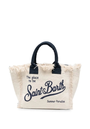 MC2 Saint Barth Vanity fringed logo-print canvas tote bag - White