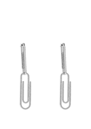 Off-White crystal-embellished paperclip earrings - Silver