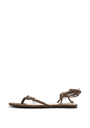 Bimba y Lola ring-embellished lace-up flat sandals - Green