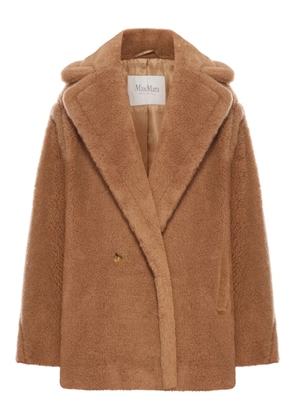 Max Mara Short Teddy double-breasted coat - Brown