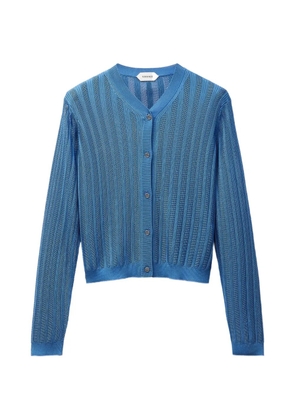 Versace viscose mesh ribbed knit cardigan - Blue