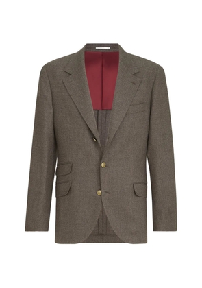 Brunello Cucinelli Mouliné virgin wool twill deconstructed Cavallo blazer - Brown