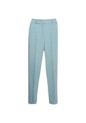 Elisabetta Franchi logo-print crepe trousers - Blue