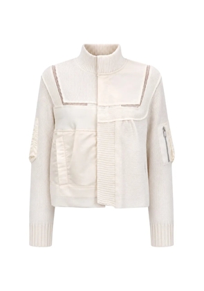 sacai panelled ribbed-knit sweater - White