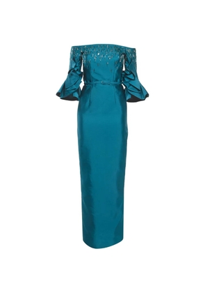 Rami Al Ali embellished ruffle-sleeve maxi dress - Blue