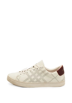 Burberry Pre-Owned Westford perforated-detail lace-up leather sneakers - White