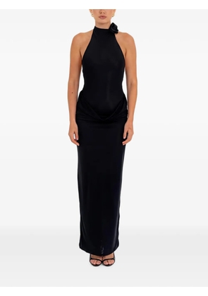 Maygel Coronel floral-detail draped long dress - Black