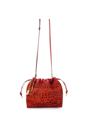 Chloé crochet-knit logo-embroidered shoulder bag - Orange