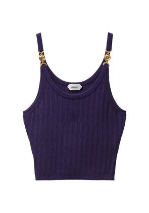 Versace stretch viscose mesh ribbed knit top - Purple